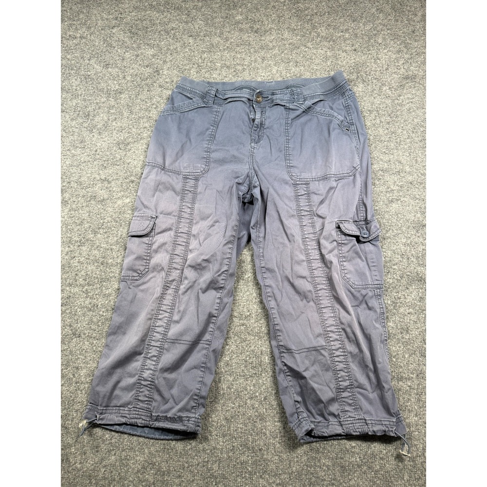 Style&co. Cargo Capri Pants Womens 14 Gray Utility Pockets Casual Drawstring Hem